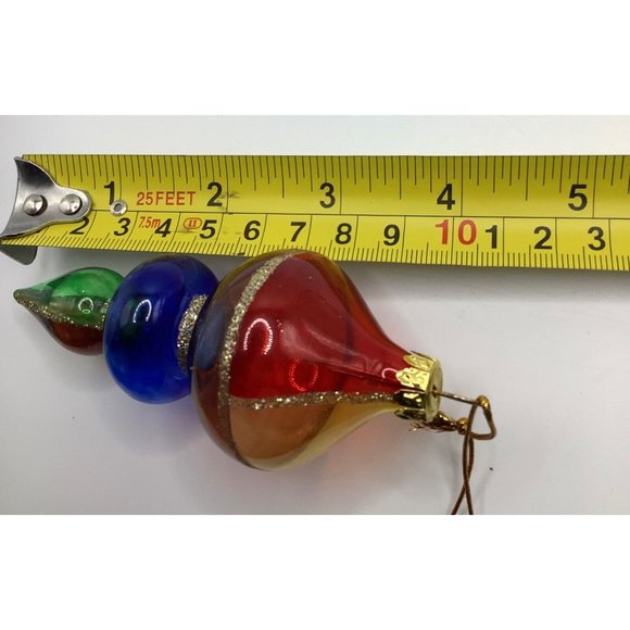 Vintage Avon Glass Ornaments Set 2 Red Blue Green Gold Glitter - Picture 7 of 7